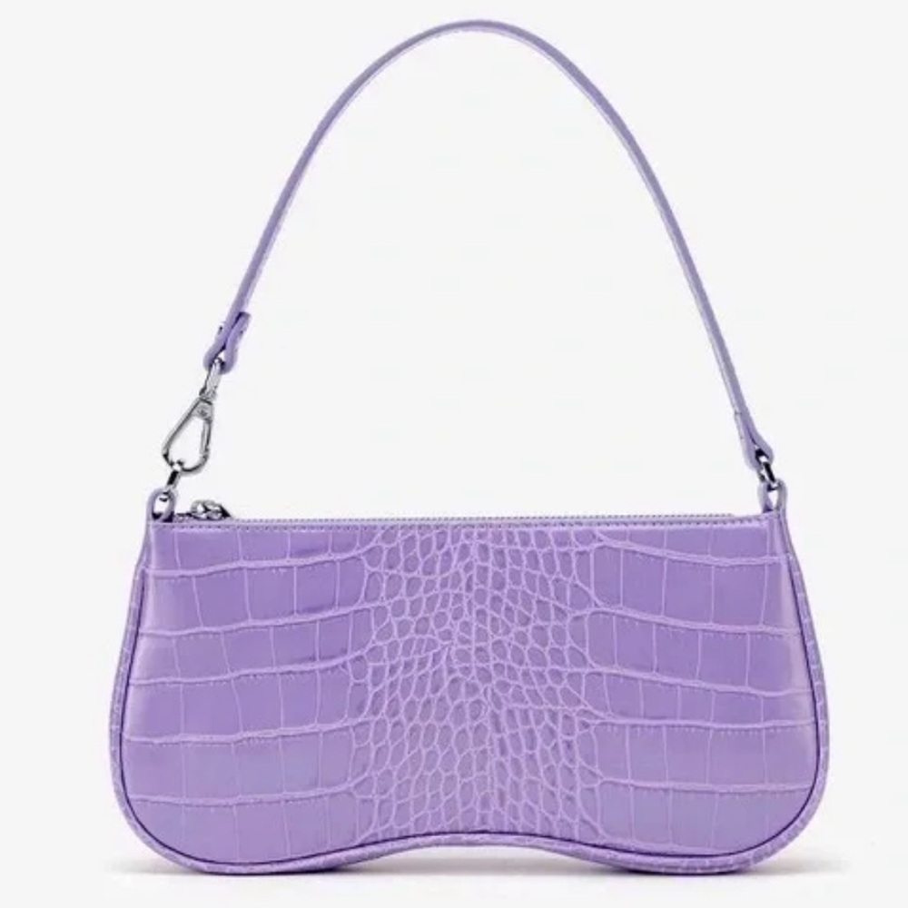 JW PEI Eva Lavender purple Croc-Embossed baguette Bag